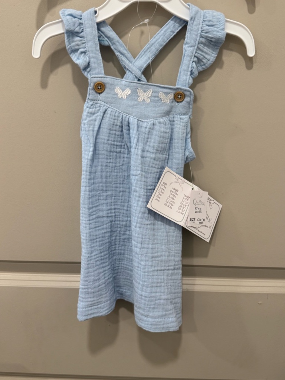 Light Blue Baby Girl Butterfly Jumper Dress